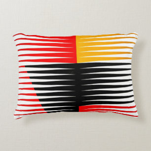 Red, black, and yellow artwork decorative cushion