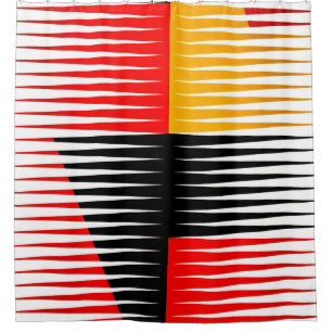 Red, black, and yellow artwork shower curtain