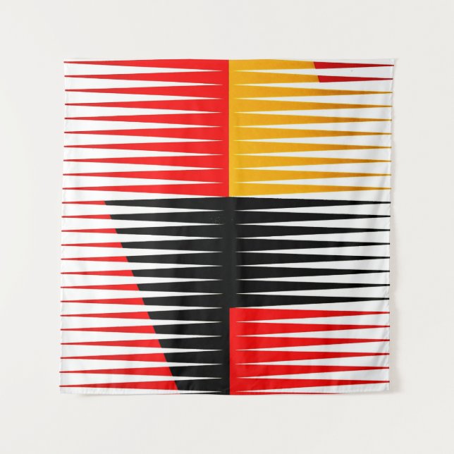 Red, black, and yellow artwork tapestry (Front)