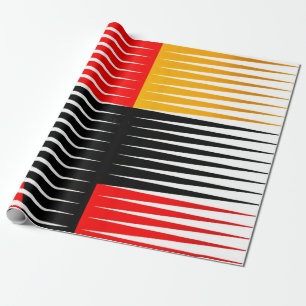 Red, black, and yellow artwork wrapping paper