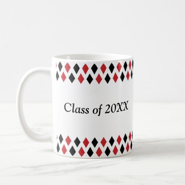 Red & Black Argyle Personalised Class Of Mug (Left)