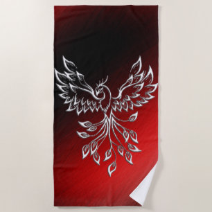 Red Black Ashes and Phoenix Beach Towel