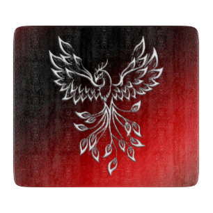 Red Black Ashes and Phoenix Glass Cutting Board
