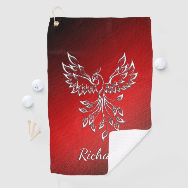 Red Black Ashes and Phoenix Golf Towel (InSitu)