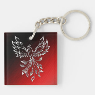 Red Black Ashes and Phoenix Key Ring