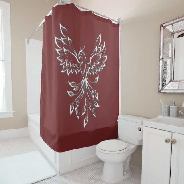Red Black Ashes and Phoenix Shower Curtain (In Situ)