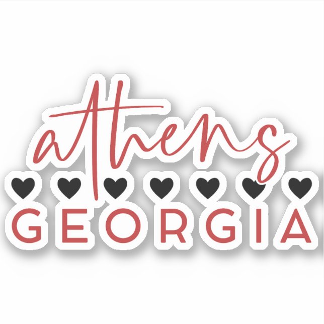 Red & Black Athens Georgia Vinyl Sticker (Front)