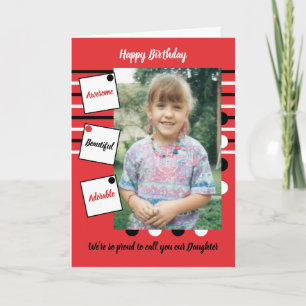 Red black awesome daughter photo birthday card