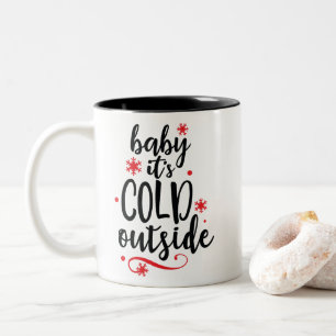 Red Black Baby It's Cold Outside Christmas Two-Tone Coffee Mug