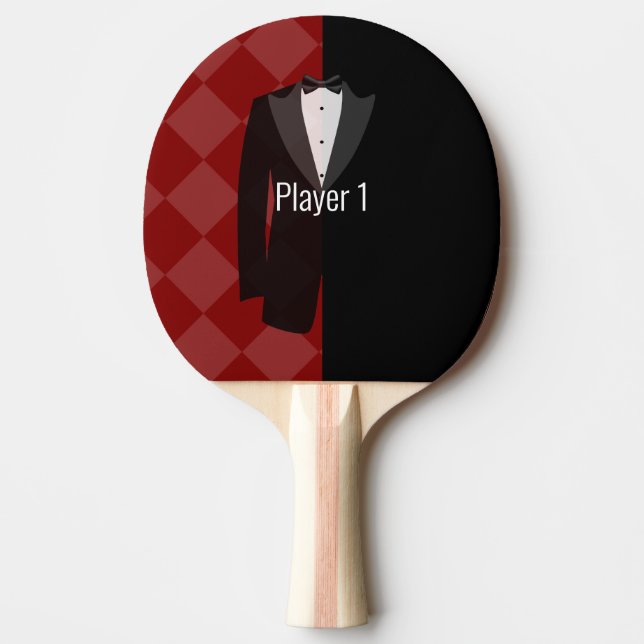 Red & black bachelor party beer pong paddle (Front)