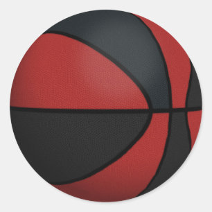 Red & Black Basketball: Classic Round Sticker