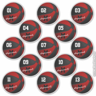 red black basketball custom 13 players names