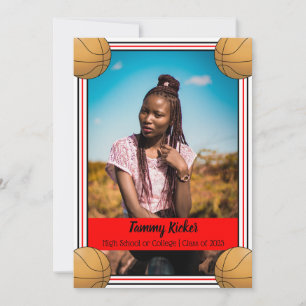 Red & Black Basketball Graduation Announcement