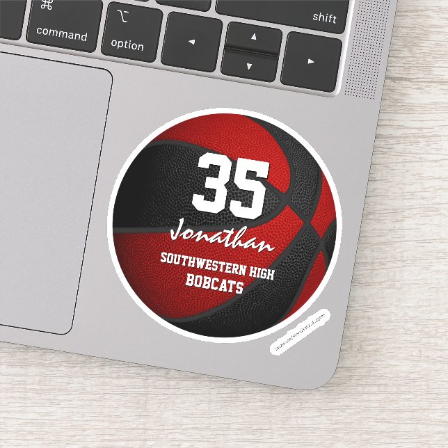 Red black basketball team colours boys girls (Detail)