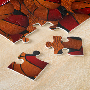 red black basketball team colours personalised jigsaw puzzle