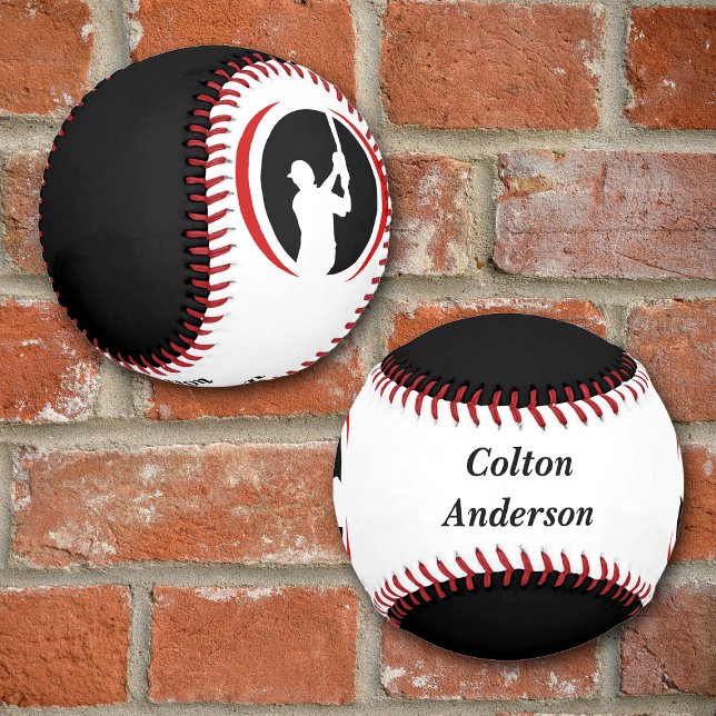 Red Black Batter Personalised Baseball (Creator Uploaded)