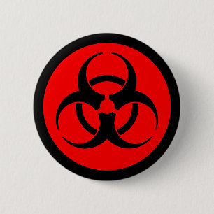 Red & Black Biohazard Symbol 6 Cm Round Badge