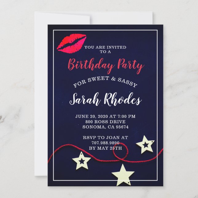 Red Black Birthday Party Invitation (Front)