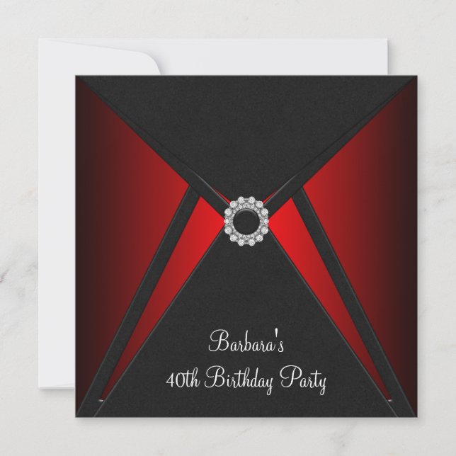 Red Black Birthday Party Invitation (Front)