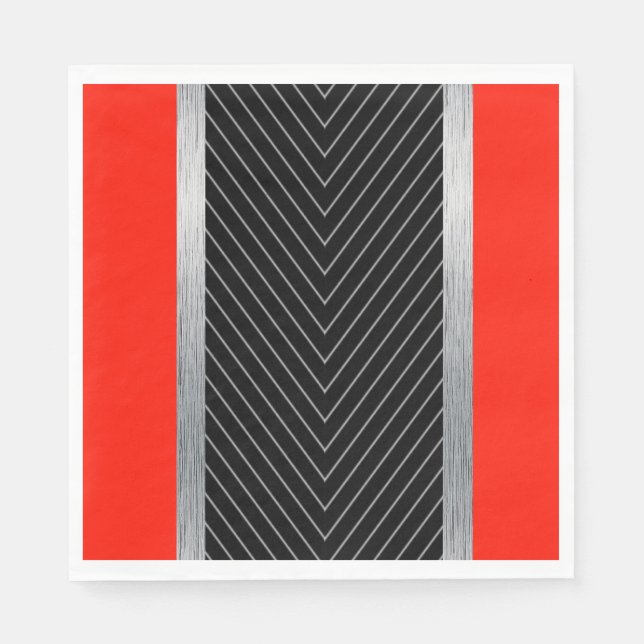 Red, black, black and white pinstripe napkin (Front)