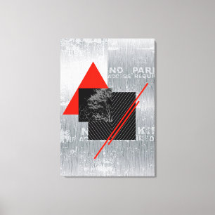 Red, black, black & white pinstripe print wall art