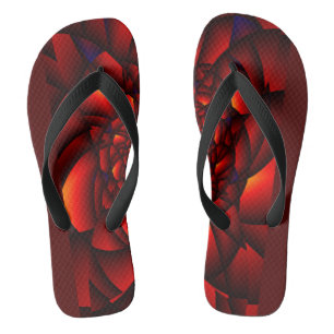 Red Black Blue Petal Flip Flops