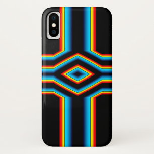 Red Black Blue Yellow Abstract Rainbow Neon Cross iPhone X Case