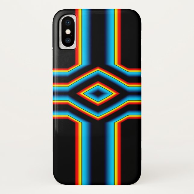 Red Black Blue Yellow Abstract Rainbow Neon Cross Case-Mate iPhone Case (Back)