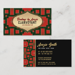 Red Black Bold Gold Goddess Tarot Reader Business Card