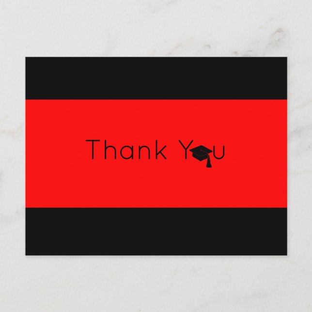 Red Black Bold Graduation Thank You Postcard (Front)