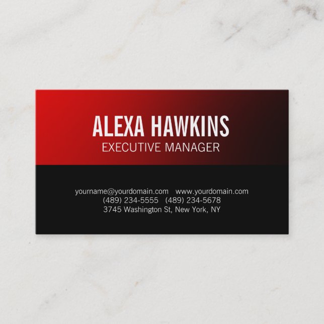 Red Black Bold Text Stylish Modern Professional Business Card (Front)