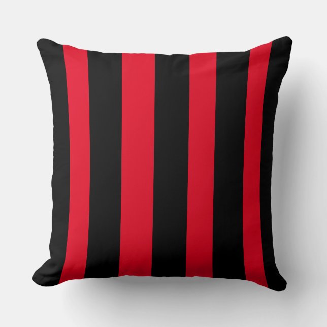 Red Black Broad Stripes Cushion (Front)