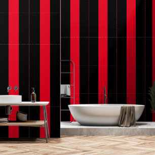 Red Black Broad Stripes Wallpaper