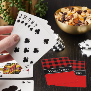 Red Black Buffalo Check Plaid CBN Monogram Playing Cards