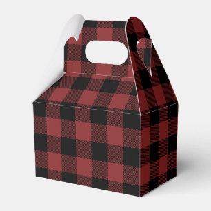 Red Black Buffalo Check Plaid Favour Box
