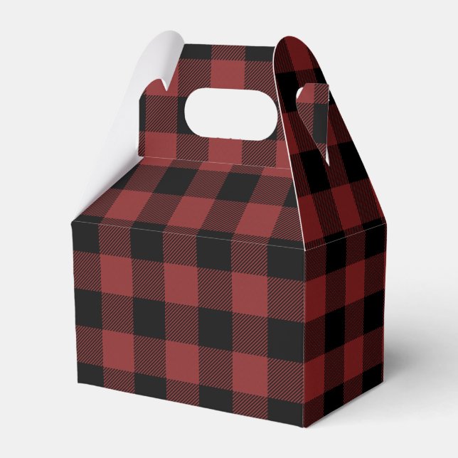 Red Black Buffalo Check Plaid Favour Box (Front Side)