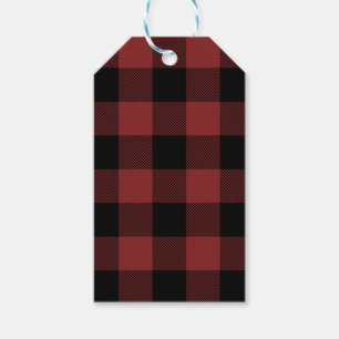 Red Black Buffalo Check Plaid Gift Tags