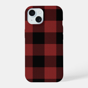 Red Black Buffalo Check Plaid iPhone 15 Case