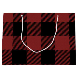 Red Black Buffalo Check Plaid Large Gift Bag