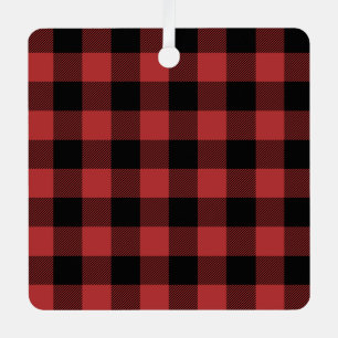 Red Black Buffalo Check Plaid Metal Tree Decoration