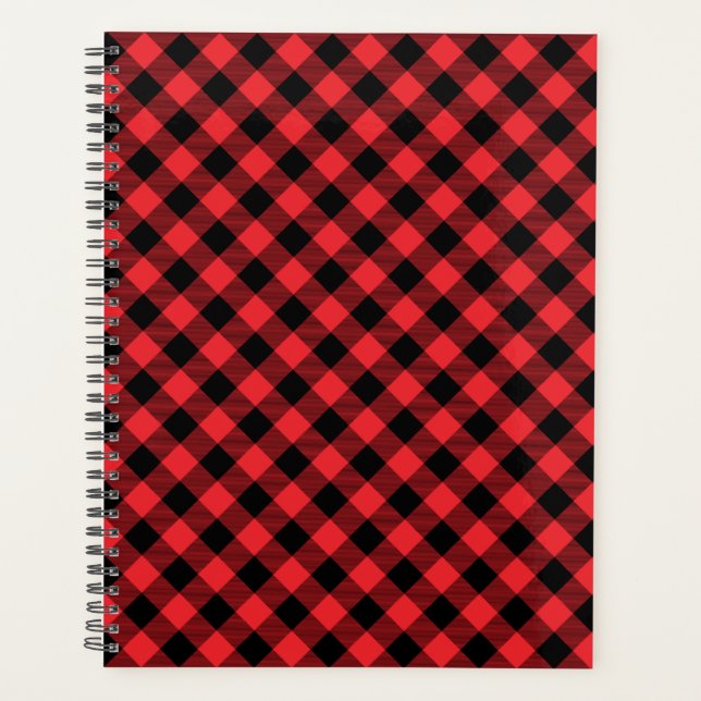 Red Black Buffalo Check Plaid Planner (Front)