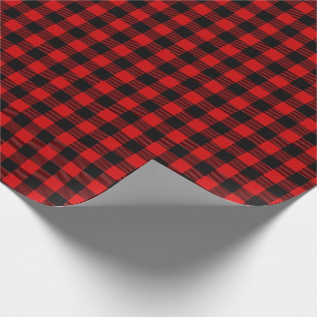 Red & Black Buffalo Check Wrapping Paper (Corner)