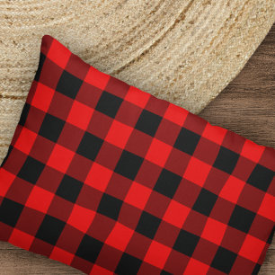 Red Black Buffalo Lumberjack Check Plaid Pattern Pillowcase