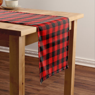 Red Black Buffalo Lumberjack Check Plaid Pattern Short Table Runner