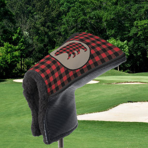 Red Black Buffalo Plaid Bear Putter Cover