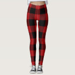 Red Black Buffalo Plaid Chequered Leggings<br><div class="desc">Leggings</div>
