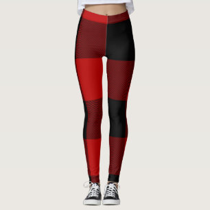 Red & Black Buffalo Plaid Chequered Leggings