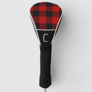 Red & Black Buffalo Plaid Chequered Pattern Golf Head Cover