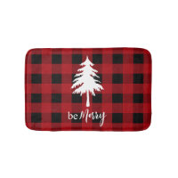 Red Black Buffalo Plaid Evergreen Tree Be Merry