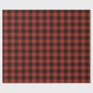 Red & Black Buffalo Plaid Festive Chequered Wrapping Paper